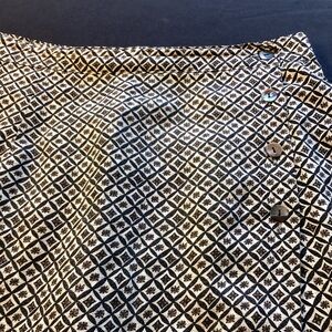 90s/Y2K USA Made Rayon Wrap Skort Size L Black Cream Geometric SoftGirl CBK